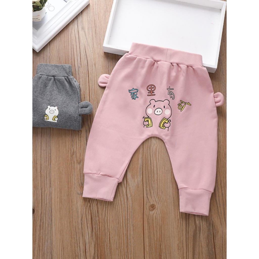 Crianças roupas infantis primavera outono calças bebê moda PP calças dos desenhos animados menina impresso calças 6 mese