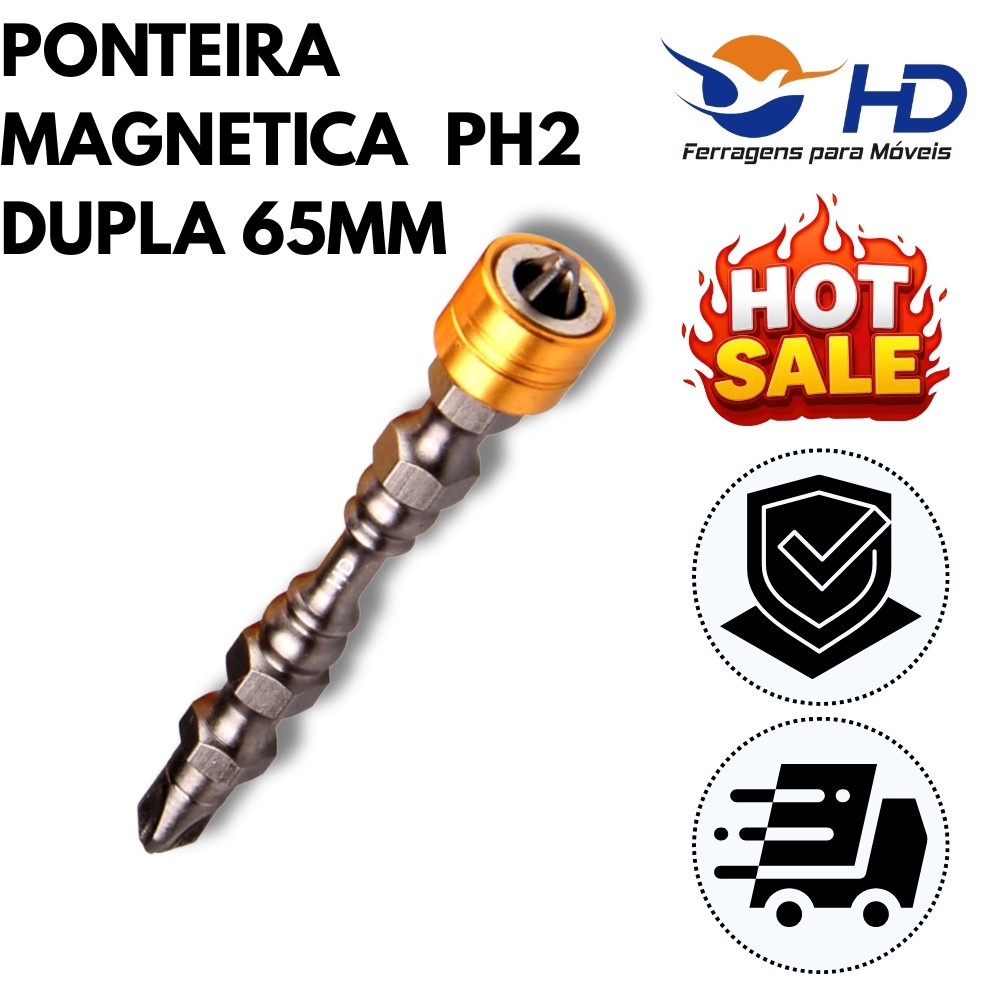 Bit Philips PH2 Duplo Magnético Ant-Slip Ponteira Imantada