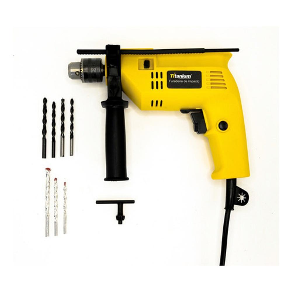 Imagem de Furadeira de Impacto Force Plus 3/8” 500W 110V Titanium Platina Profissional