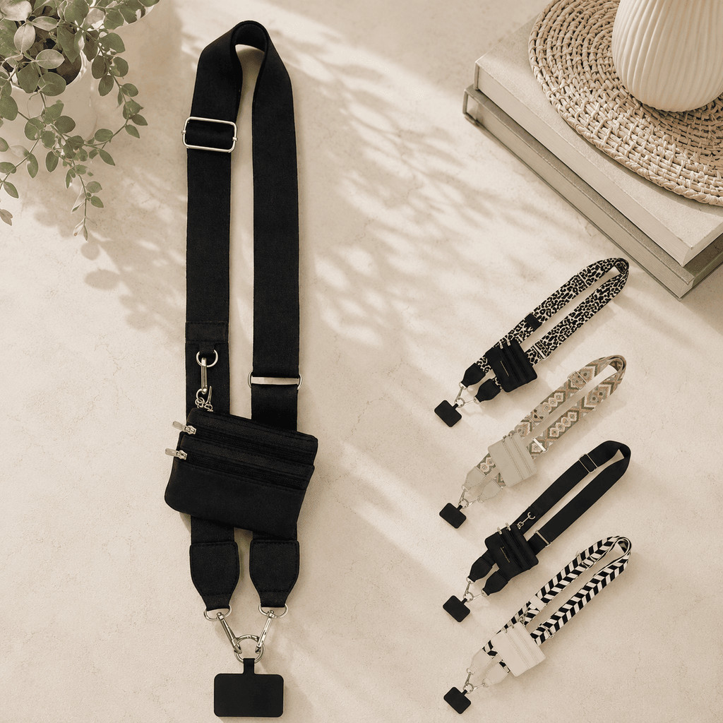 Alça de Nylon Com Bolsinha e Suporte Para Celular, Confortável e Resistente 84cm/33.07in