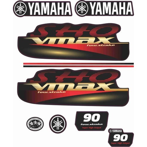 Yamaha Vmax 90 Hp Motor De Popa Decalques Adesivo