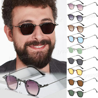 Óculos de sol retro poligonais de metal, armação pequena unissex, estilo punk e hip-hop, cor oceano, Resisten VOIQ 4YLQ