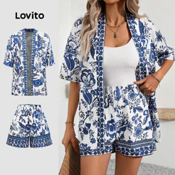 Lovito Férias Conjuntos De Shorts Conjuntos De Shorts Com Estampa Paisley Para Mulheres L89ED044