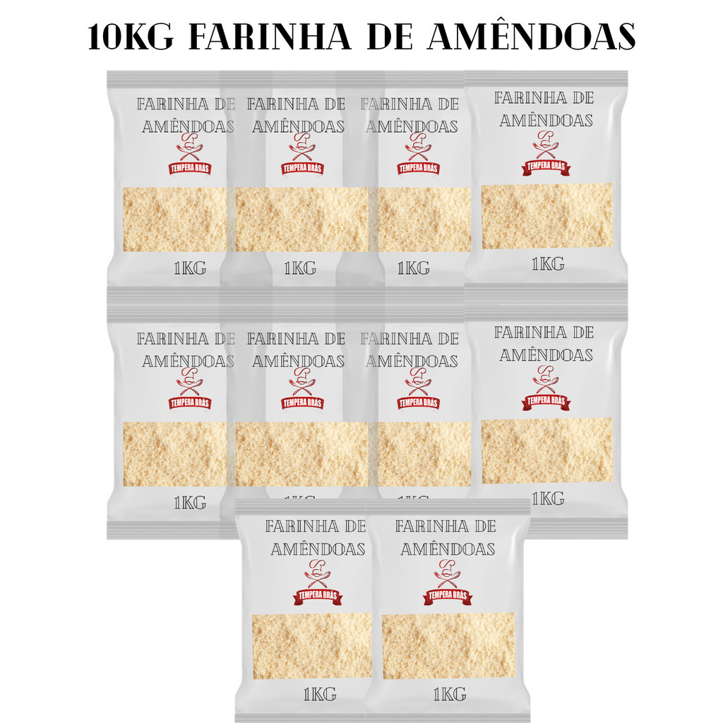 10KG Farinha de Amêndoas Low Carb 100% Natural Pura Sem Glúten 10Kg