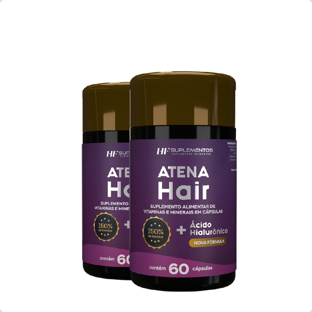 2X ATENA HAIR + ÁCIDO HIALURÔNICO 60 CAPS HF SUPLEMENTOS