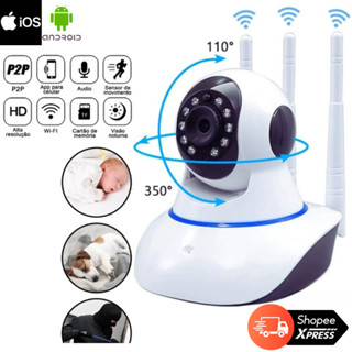 Câmera IP Robô Full HD 360° 3 Antenas Wifi Visão Noturna Áudio Microfone Yoosee em Oferta na Shopee