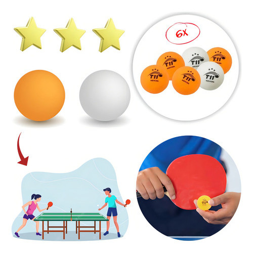 6 Bolas Bolinha De Ping Pong P/ Tenis De Mesa Profissional