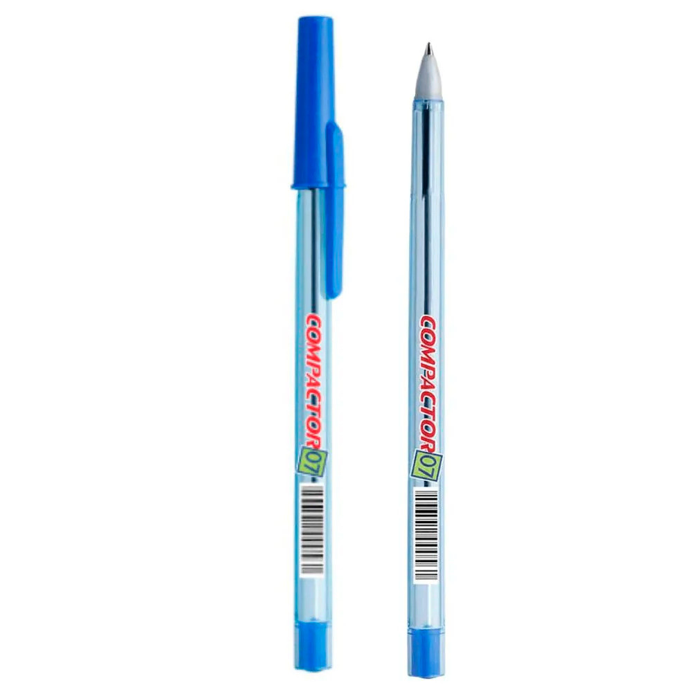 10 Canetas Compactor Esferográfica Fina 0.7 Tinta Azul