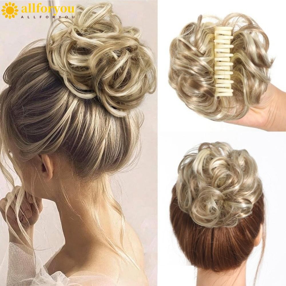 ALLFORYOU1 Clipe De Garra , Coque Encaracolado Bagunçado  Clipes De Extensão De Peruca De Botão De Flor , Grampo De Cab