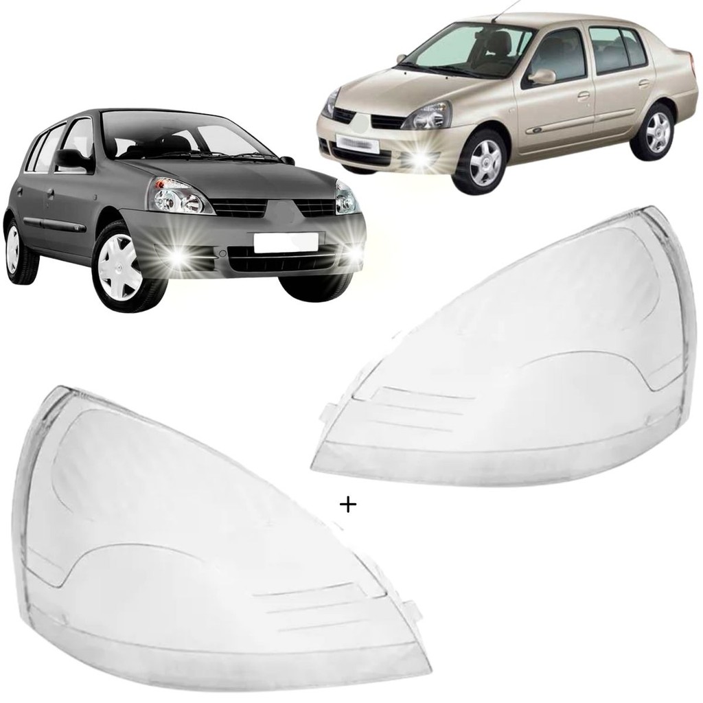 Par Lente Farol Principal Para Renault Clio 2003 2004 2005 2006 2007 à 2012 Hatch Sedan