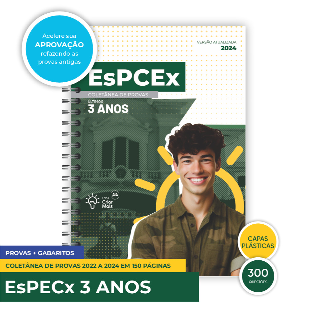 Apostila de provas da EsPCEx - 2022 a 2024 - Provas + Gabaritos