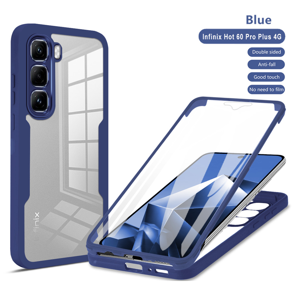 360 Corpo Inteiro Caso De Telefone Duro Para Infinix Quente 60i 60 Pro Plus Dupla Face HD Claro Embutido Protetor De Tel