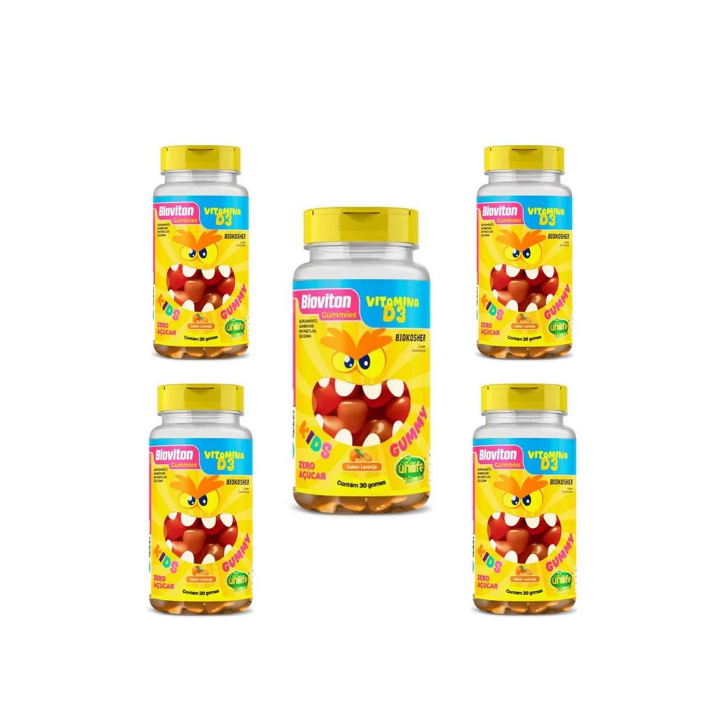 Kit 5 Bioviton Gummy Vitamina D3 Kids 5x30 gomas Unilife