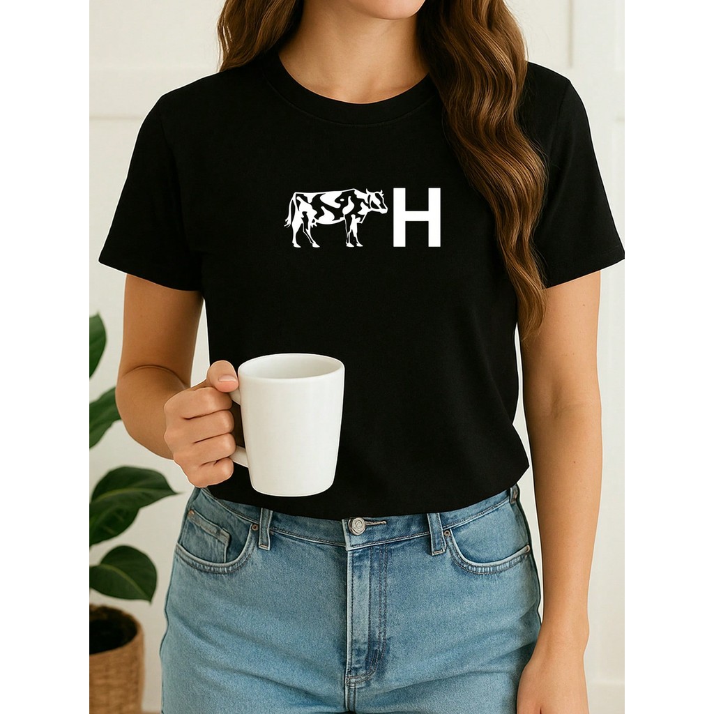 Camiseta Feminina Babylook Vaca H Frases Engraçadas Estampada Tumblr 100% Algodão Varias Cores