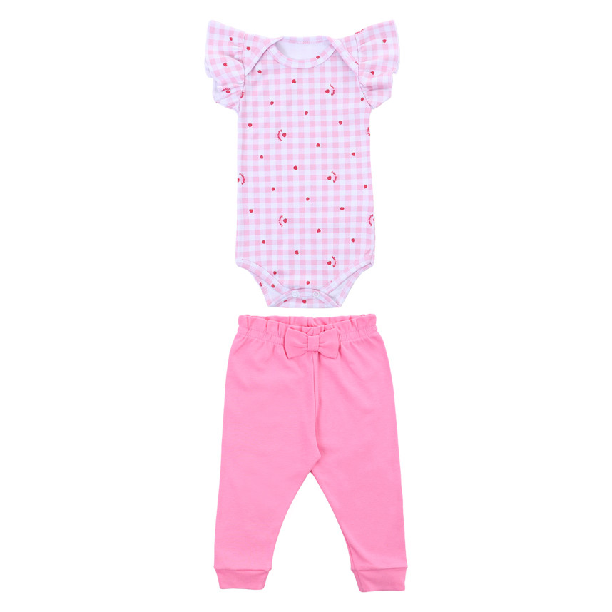 Conjunto Bebê Kiko Baby Estampa Morango Xadrez em Oferta na Shopee