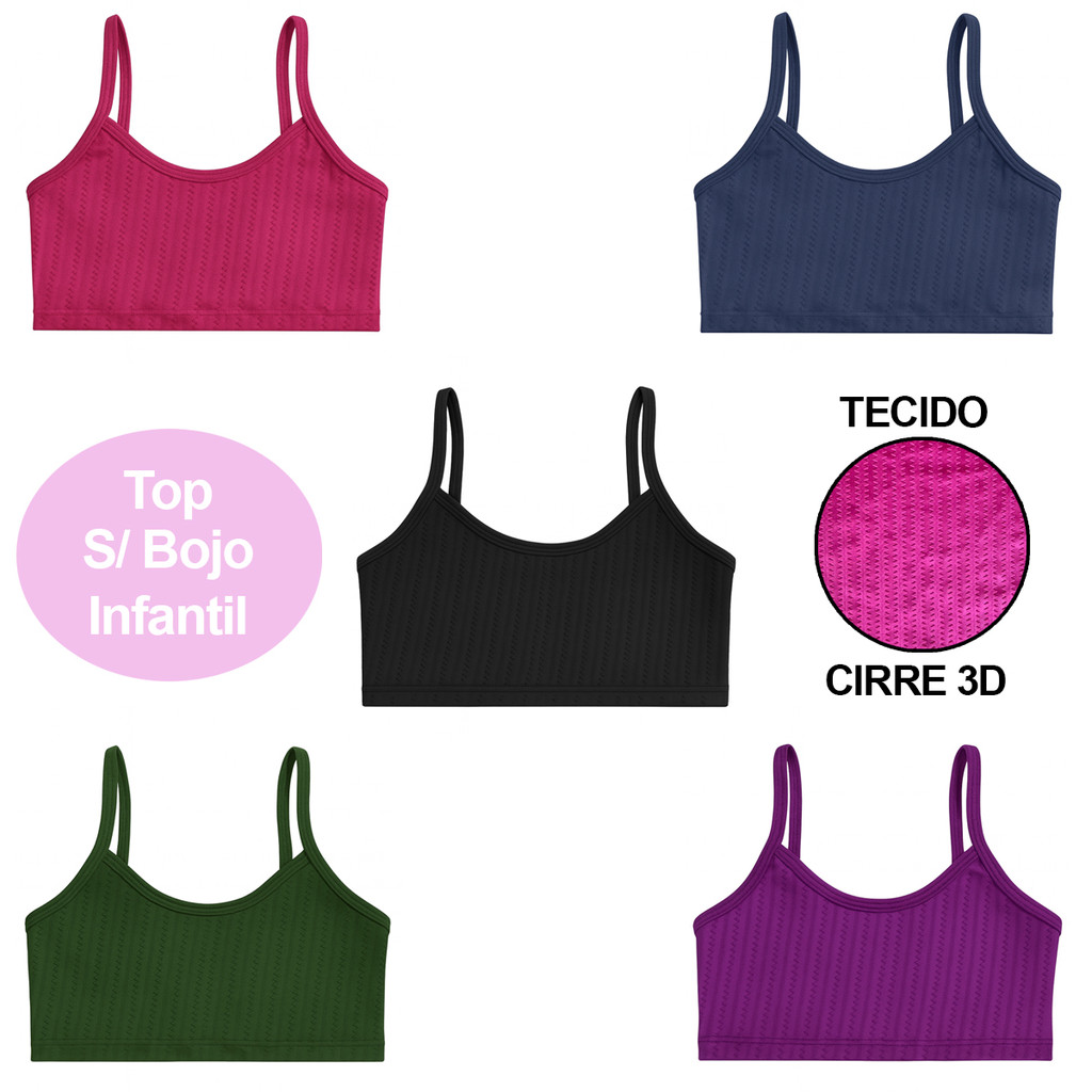 Top Infantil Kids Cirre 3D Zig Zag Fitness Escola Sem Bojo em Oferta na Shopee