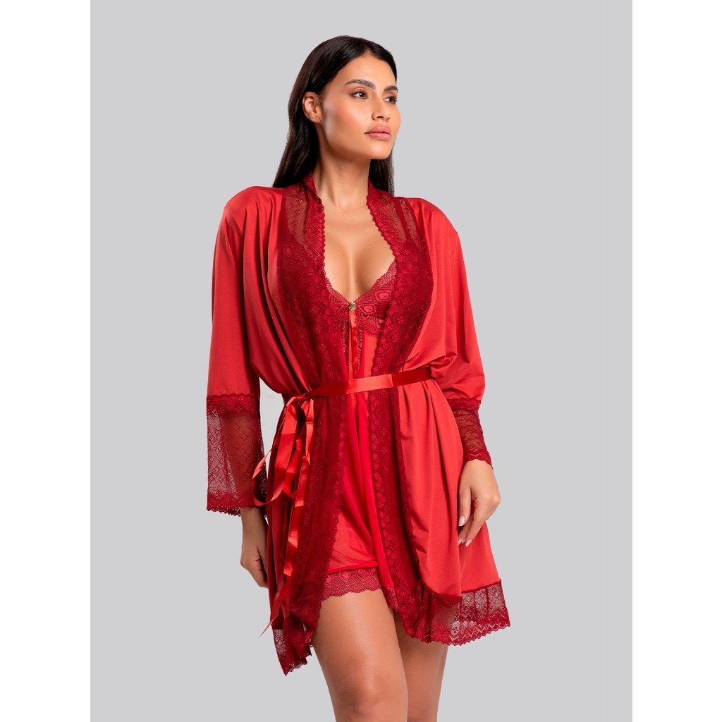 Robe Microfibra Renda Use Thulie Hobby Feminino roupão confortável Com Renda Florallys