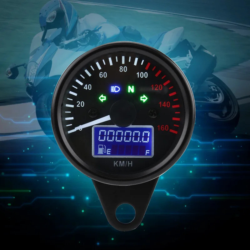 Velocímetro Universal 160KM/H 0~160KM/H Velocímetro Digital LED LCD para Motocicleta Tacômetro Medidor de Velocidade Tac
