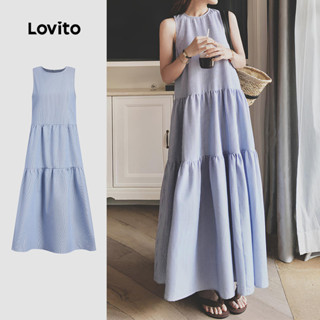 (NEW) Lovito Vestido Azul Casual de Camada Segmentada para Primavera/verão para mulheres L154LD236 em Oferta na Shopee