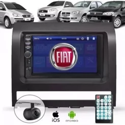 Central Multimídia 2 Din Mp5 Fiat Siena Câmera Moldura