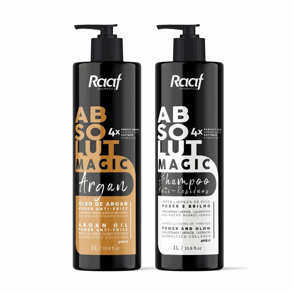 Kit Alisamento Profissional Selante Capilar Progressiva Argan Absolut + Shampoo Raaf -1L