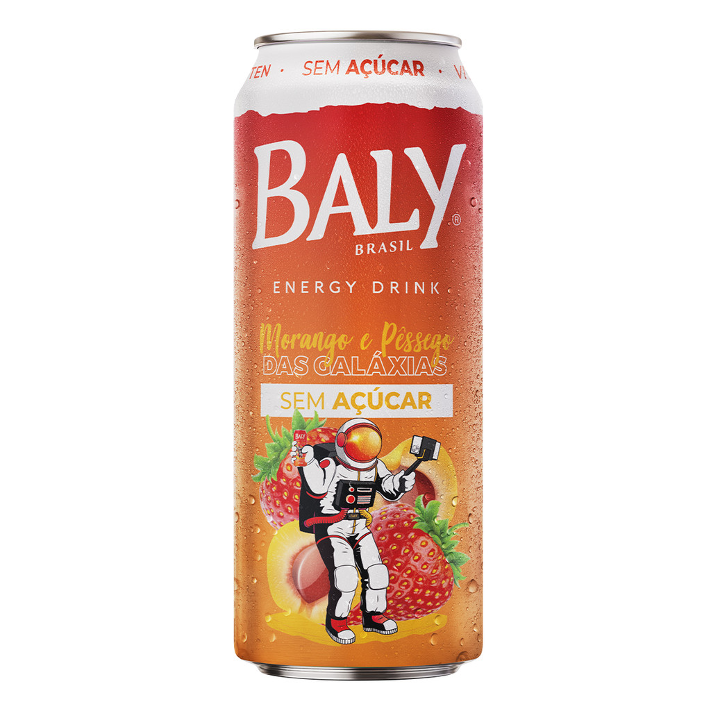 Imagem Energético Baly Energy Drink Morango e Pêssego Sem Açucar 473ml