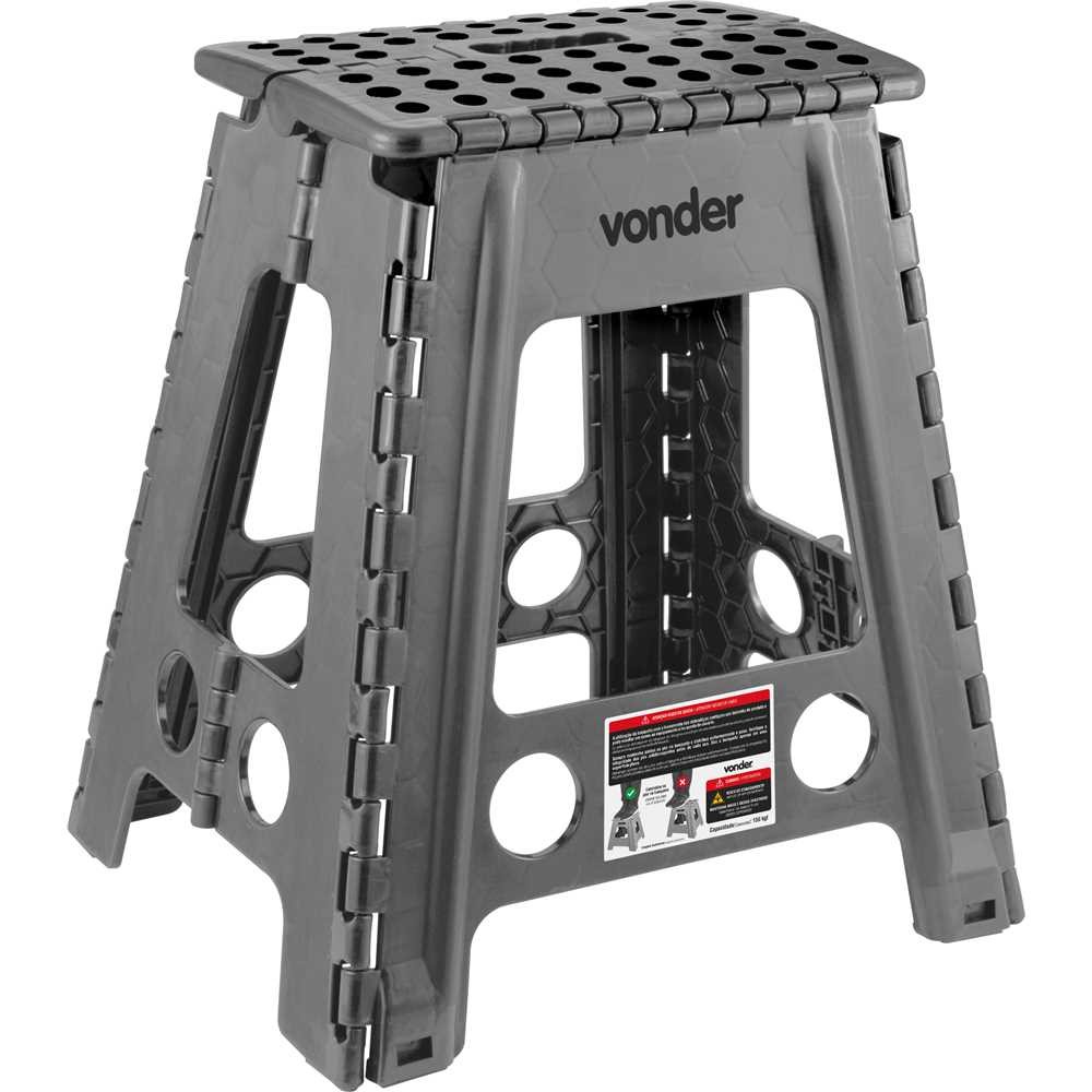 Banqueta Plástica Dobrável Cinza Altura 450mm Vonder em Oferta na Shopee