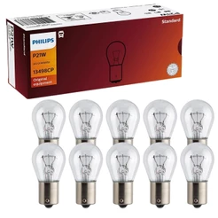 KIT C/ 10 LÂMPADAS PHILIPS STANDARD LUZ DE SETA TRASEIRA E FREIO CAMINHÃO 24V P21W 1 POLO 21W