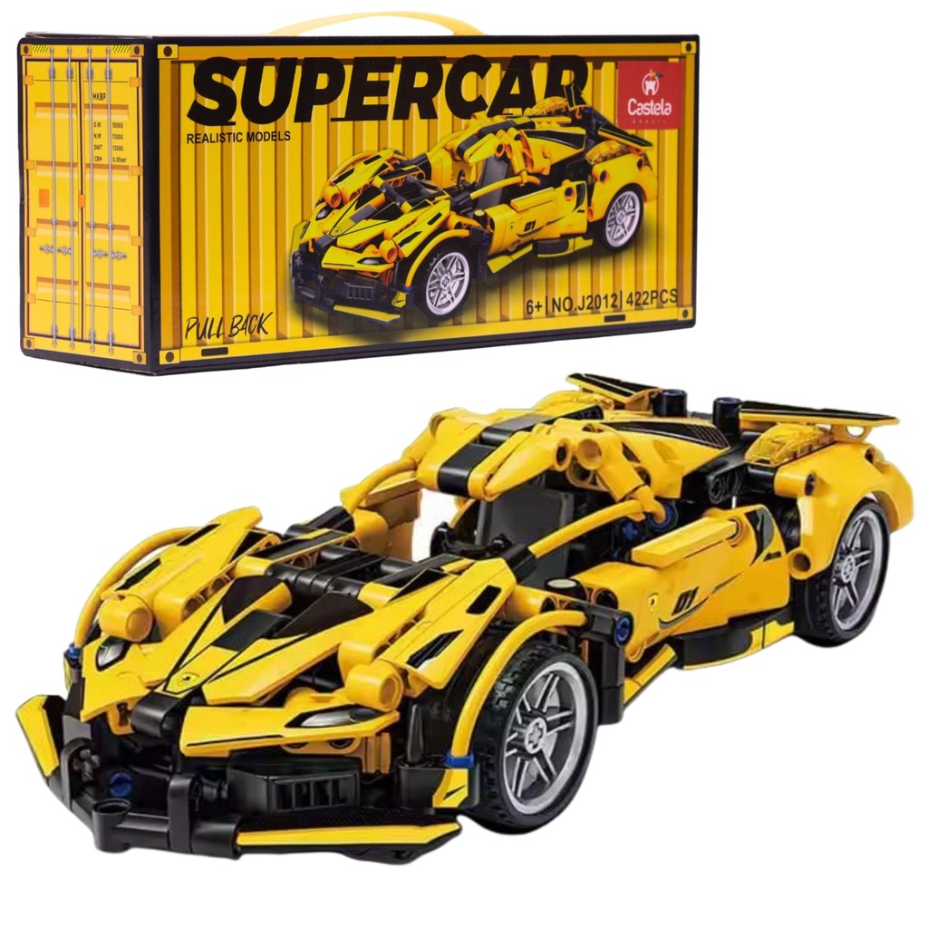 Blocos de Montar Carro Esportivo Amarelo 1:18 - Castela em Oferta na Shopee