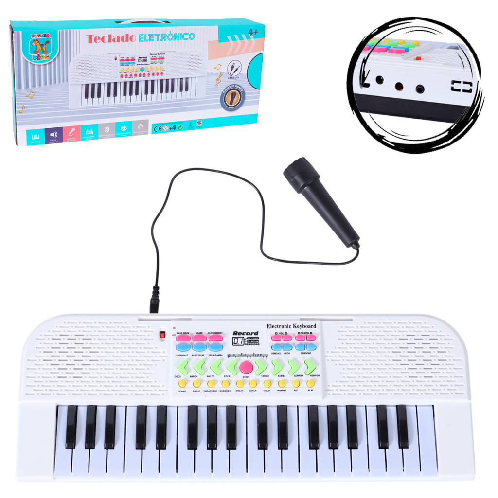 Teclado Piano Musical Infantil Com Microfone Pilha Ea Força em Oferta na Shopee