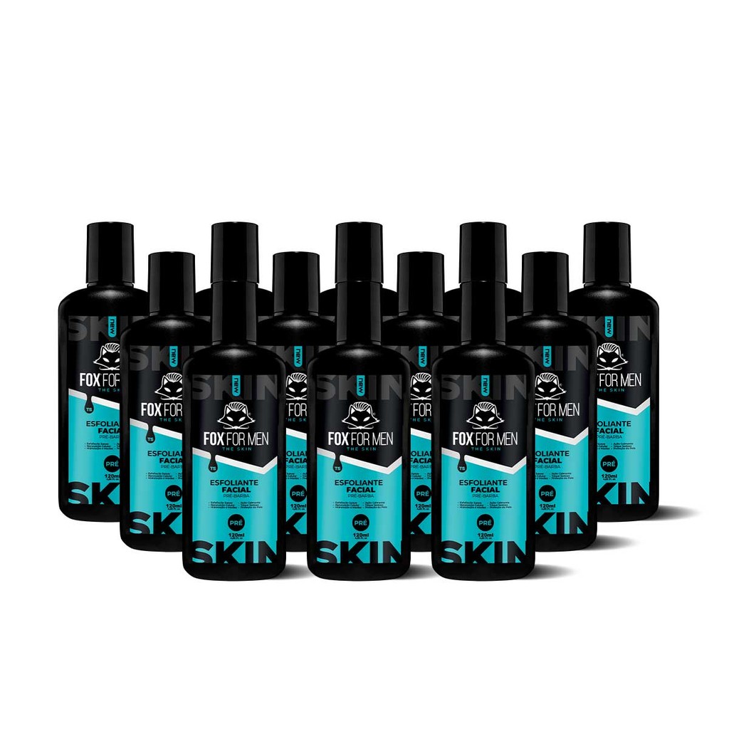 Kit 12 Esfoliante Facial Pré-Barba FOX FOR MEN 120g Renovação Celular Barbeiros Atacado Original