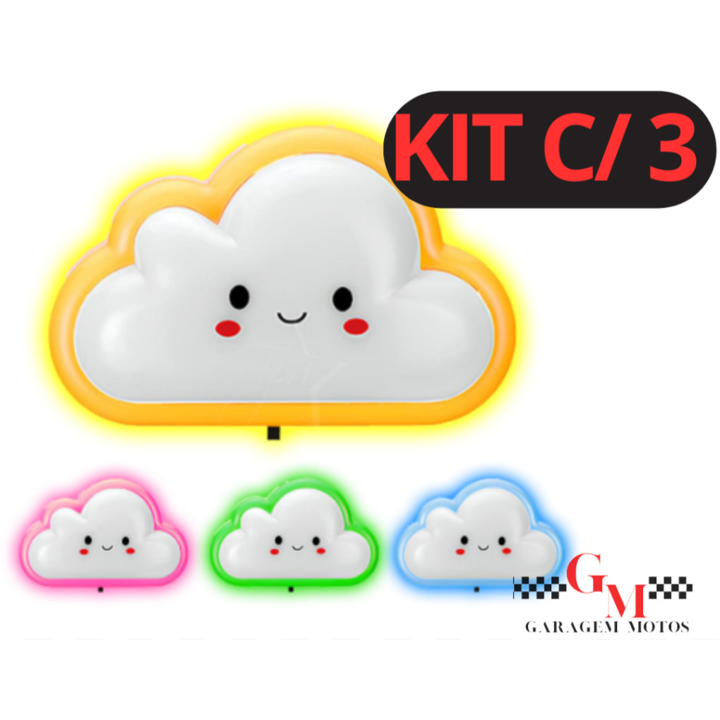 3 UNIDADES LUMINÁRIA INFANTIL ABAJUR NUVEM QUARTO BEBE LUZ LED  SONO ABAJOUR TOMADA BIVOLT em Oferta na Shopee