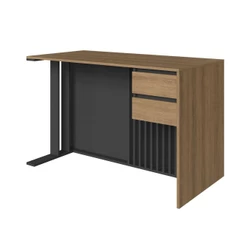 Mesa Escrivaninha Office Ripada 2 Gavetas 120cm Mel/Grafite Prolar MS8022 - Faema Móveis