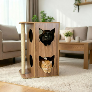 Arranhador para Gatos MDF 15MM REFORÇADO Casinha de Gato 2 Andares Toca Playground PREMIUM em Oferta na Shopee