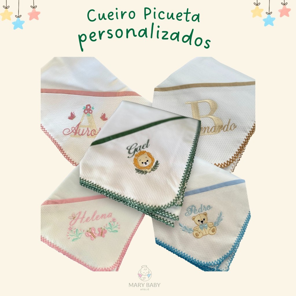 Cueiro Manta Piquezinho Flanelado Personalizado Bordado & Nome para Bebê Menino Menina Infantil