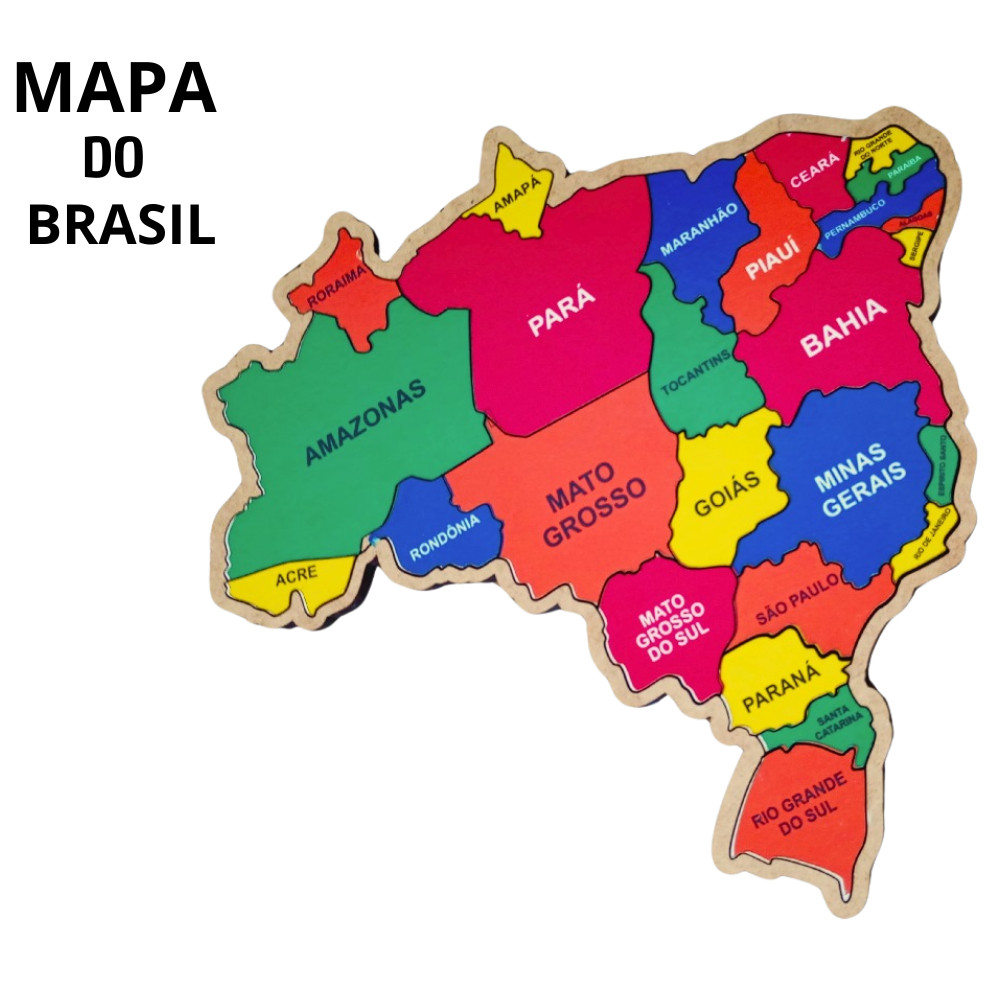 Quebra Cabeça Mapa do Brasil Em Madeira MDF Peças Grandes Brinquedo Educativo