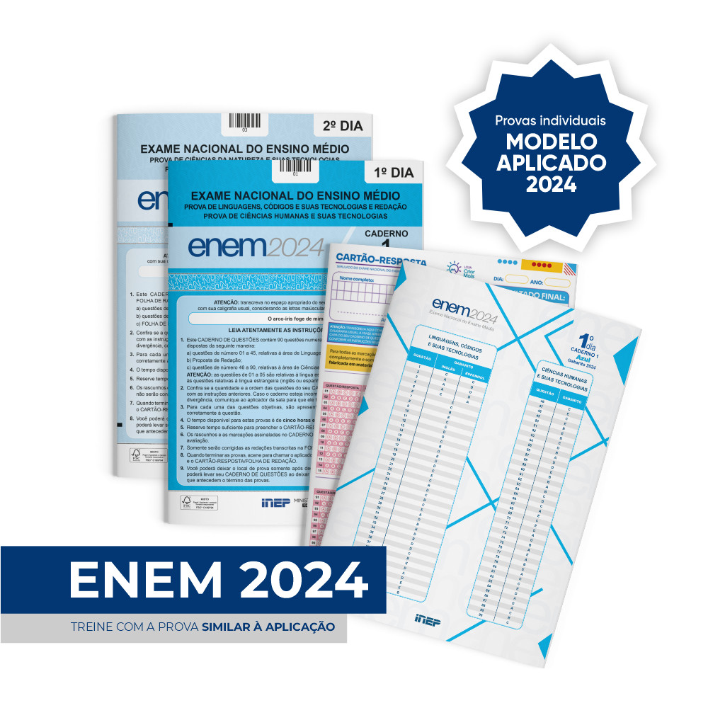 Apostila ENEM com a ÚLTIMA Prova + Gabarito + Folhas de Redação (Prova de 2024)