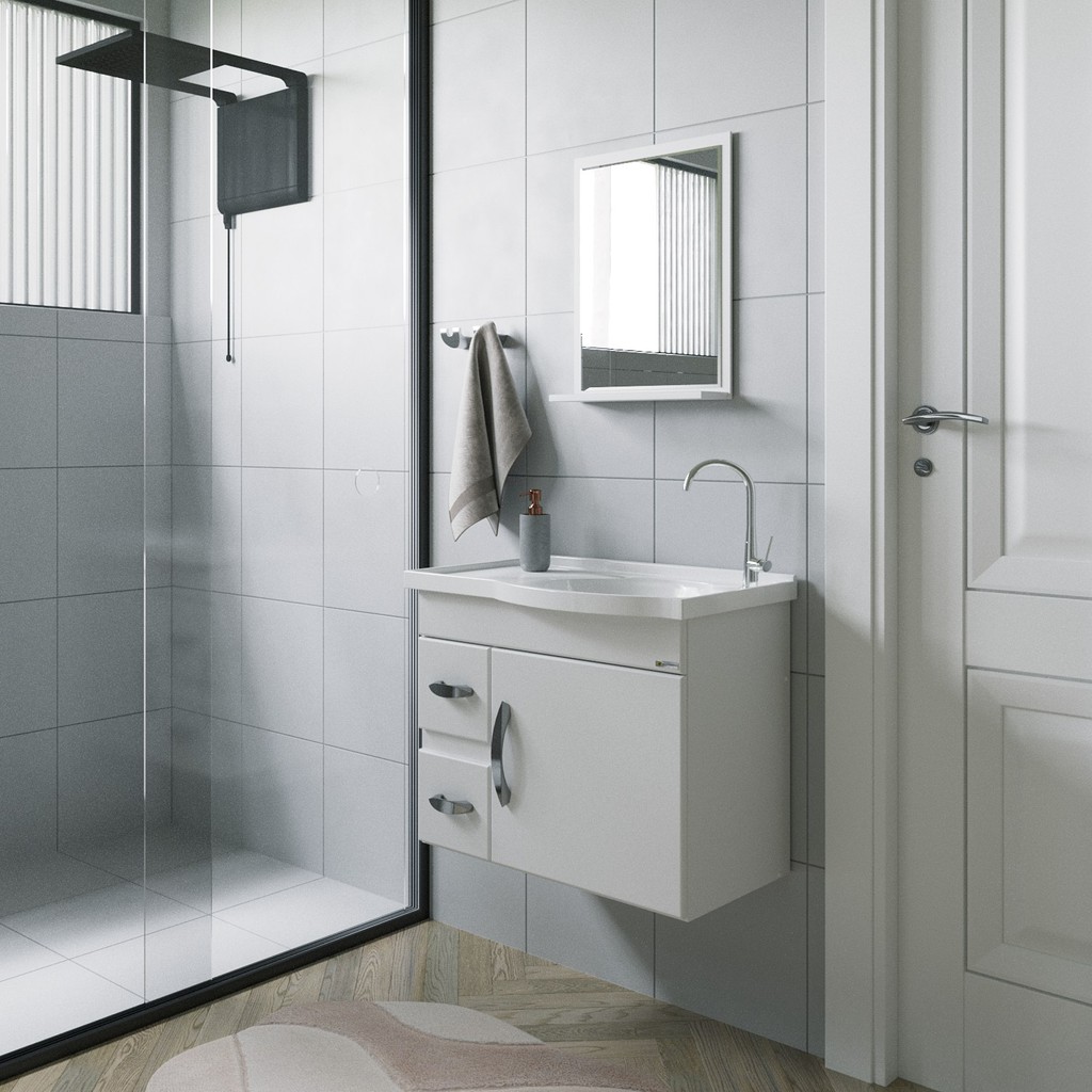 Armário de banheiro Suspenso com pia e Espelho 55,4cm Siena A. J. Rorato em Oferta na Shopee