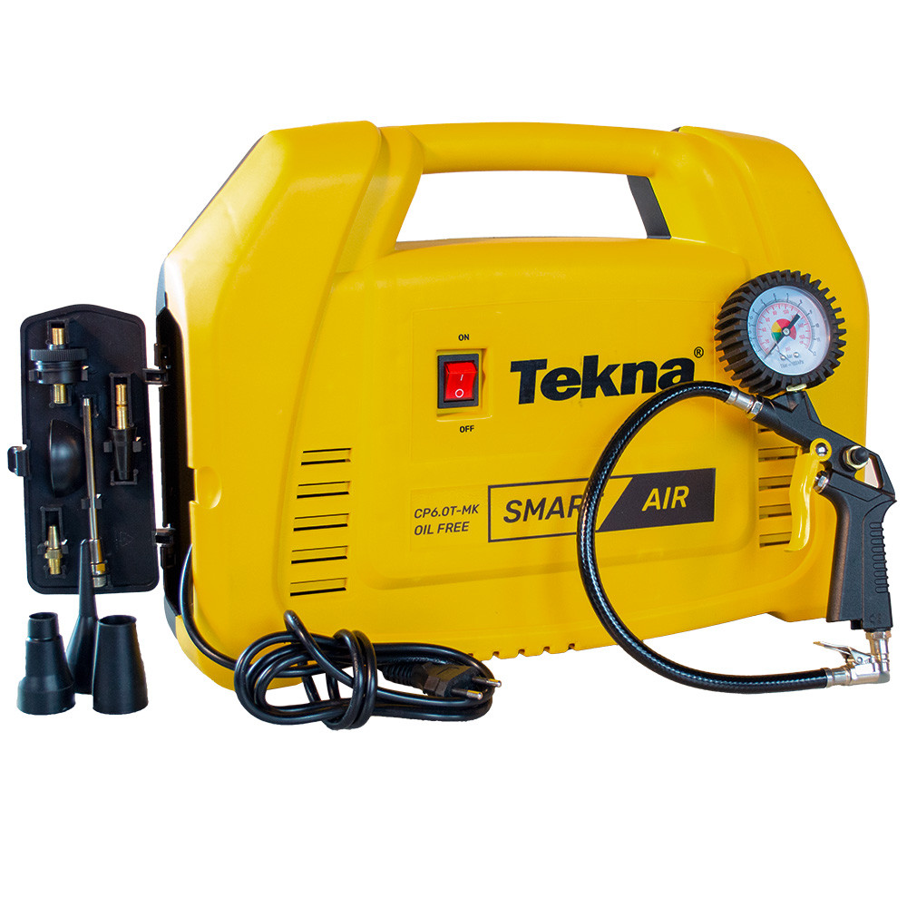 Imagem Kit Compressor de Ar Direto Formato Maleta Tekna CP6 0T 1MK 1.5hp Isento de Óleo 3450 RPM