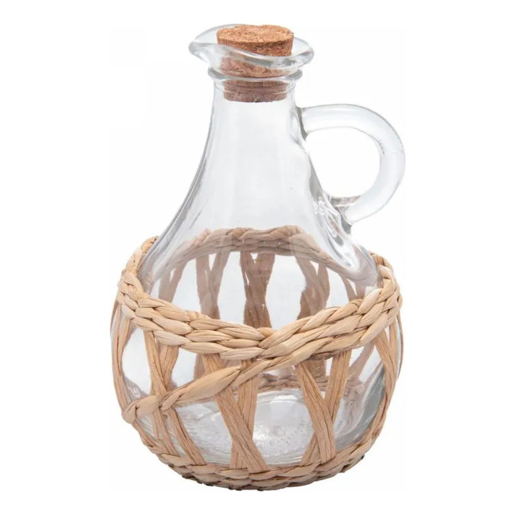 Garrafa para Azeite de Vidro com Fibra Natural e Tampa Rolha 320ml em Oferta na Shopee