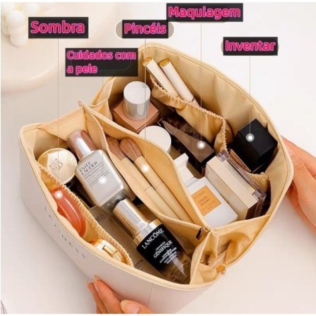 Detalhes do DAGUAUN Bolsa Necessaire Feminina para Maquiagem e Cosméticos Couro PU Maleta De Grande Capacidade Portátil Viagem
