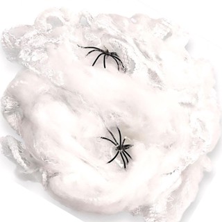 Halloween Teia Aranha Branca Fake Falsa com 2 Mini Aranhas Decoração Terror Velha Porta Parede Teto Janela em Oferta na Shopee
