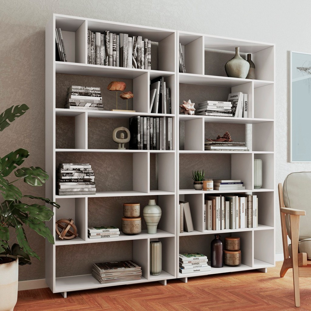 Conjunto 2 Estantes Para Livros Euforia Yescasa Branco em Oferta na Shopee