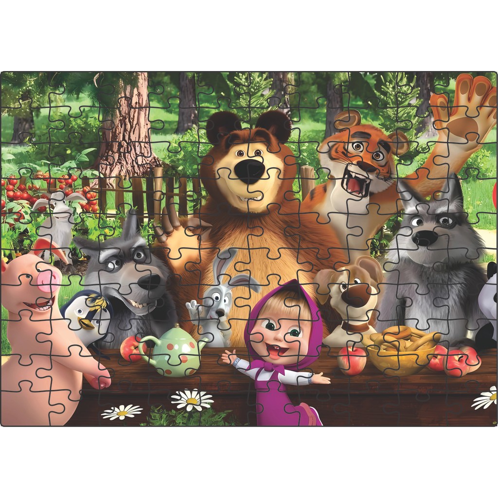 Quebra-cabeça Infantil Educacional feito em Madeira (MDF) Masha e o Urso 20X28 cm 100 peças em Oferta na Shopee
