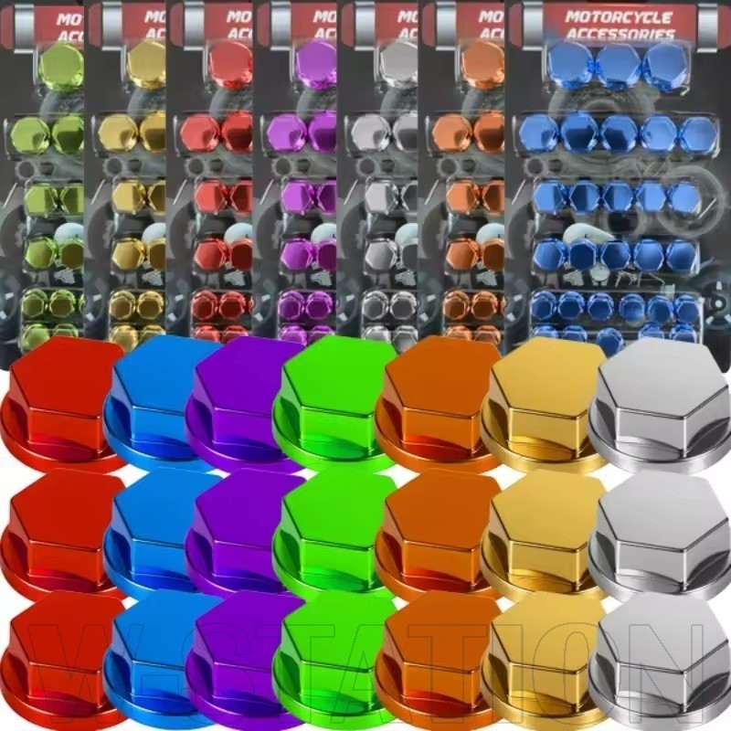 Conjunto De Tampas De Parafuso Hexagonais Para Motocicleta De 30-90 Unidades-Tampa Sextavado De Modificação De-Guarnição em Oferta na Shopee
