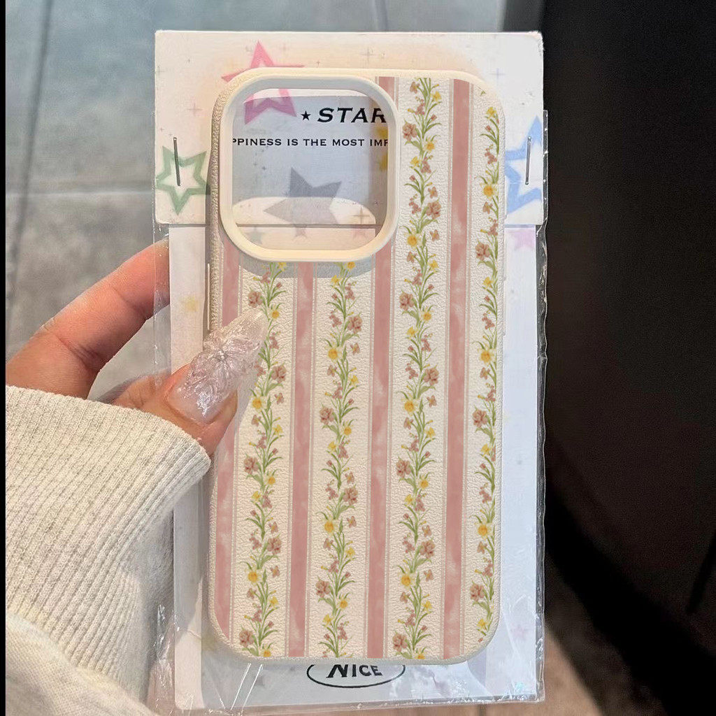 Rosa Floral Listrado Padrão Design Couro Caso De Telefone Para iPhone 16 17 15 14 13 12 11 Pro Max Plus 16E XS Capa em Oferta na Shopee