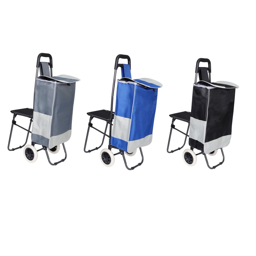 Carrinho De Compras Dobrável C/ Rodas E Assento Reforçado em Oferta na Shopee