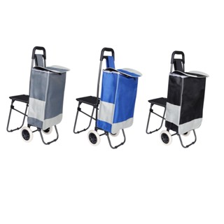 Carrinho De Compras Dobrável C/ Rodas E Assento Reforçado em Oferta na Shopee