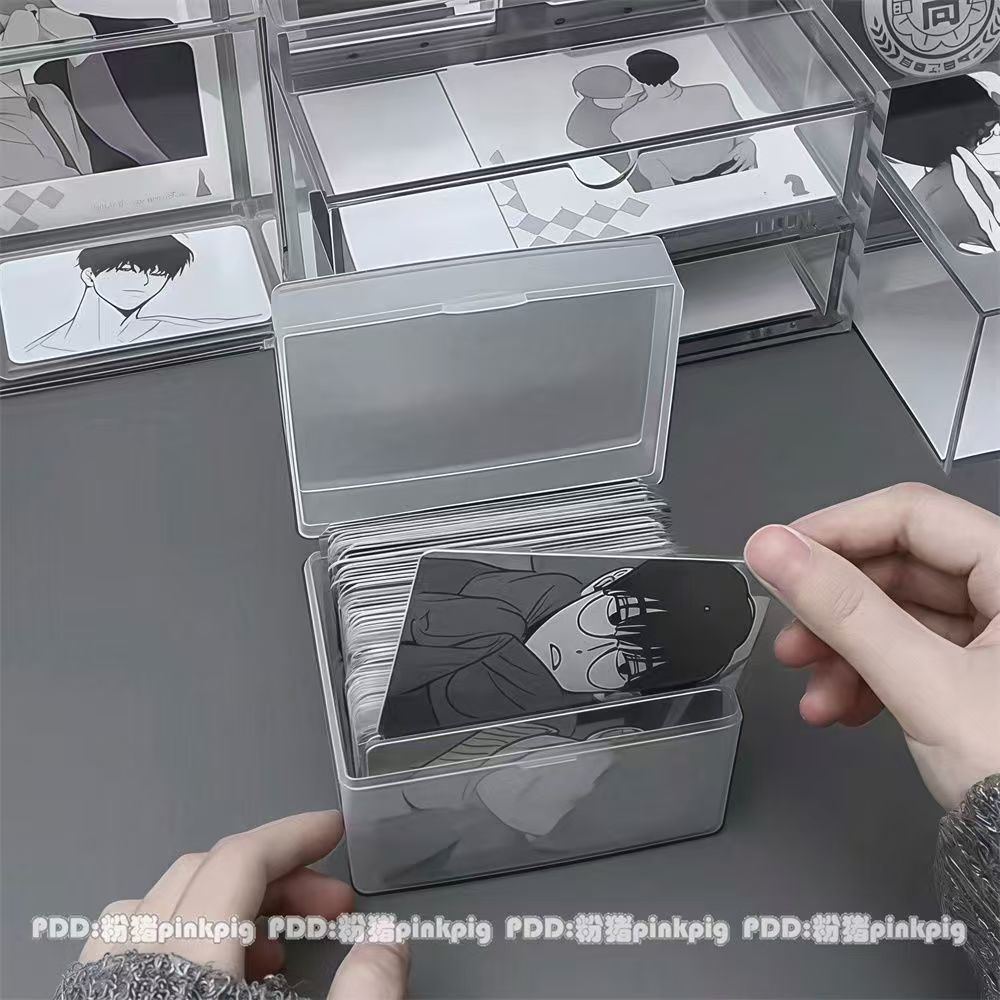 Ins estilo transparente fosco caixa de armazenamento japonês simples Clamshell caixa pequeno cartão Cultural criativo ar