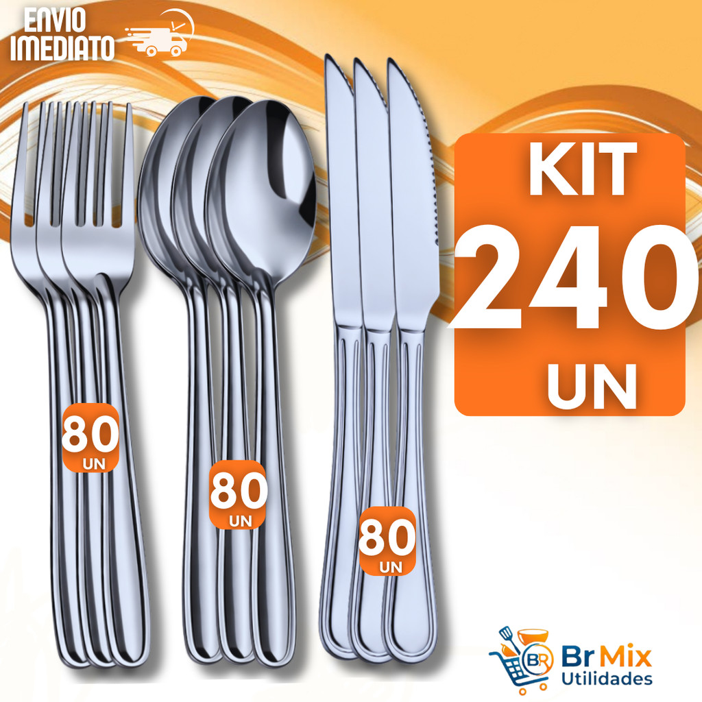 Conjunto Completo de Garfos Facas e Colheres em Inox